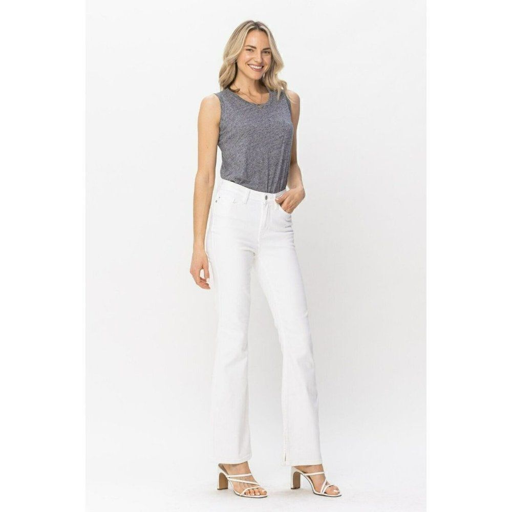 Judy Blue So Chic White Denim Hem Slit Bootcut Jeans Size 3-18W 88643 - Picture 6 of 16